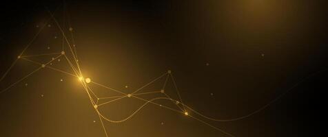 Abstract technology with molecule. Flowing dot particle wave flow line vector