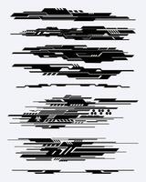 Line HUD futuristic interface streetwear element set collection cyberpunk frame border sci-fi strips editable vector
