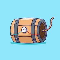 Flat cartoon of Bomb barrel explode device element illustration icon logo or symbol with cute design concept vector