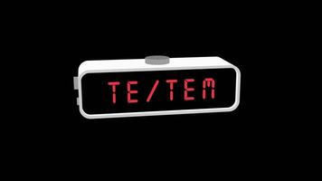 Digital clock displaying TE TEM on screen video