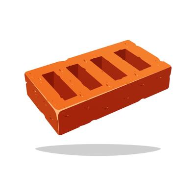 Single red brick isolated on white background.