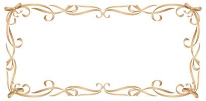 decorative golden frames with swirls and ribbons on a white background elegant element for your text, invitations and greeting cards, stationery design materials printing, screen printing, paper craft vector