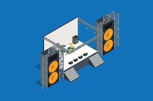 Isometric Music Event stage, 3d Concept Isometric View. Suitable for Diagrams vector