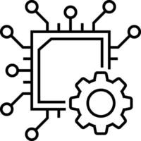 Circuit technology chip icon. Technology chip with gear icon for artificial intelligence. Isolated on transparent background vector