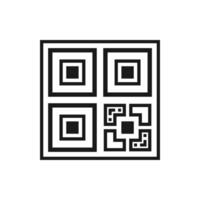 QR code icon. Fake template of quick responce matrix barcode in square grid. Mobile phone camera readable digital label isolated on white background. graphic illustration vector