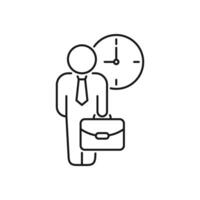 flexible schedule work icon, worker hours, punctual business man, part time job, thin line symbol on white background - editable stroke illustration vector