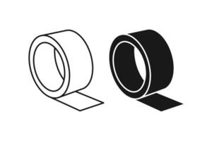 Tape icon icon set in black and white color. vector