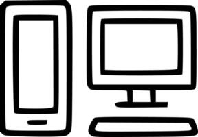 Outline Handdrawn Devices Smartphone and Computer Icon vector