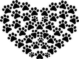 A heart shaped pattern of dog paw prints vector