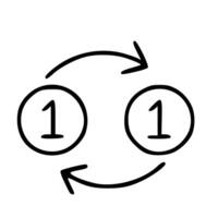 Outline Handdrawn Circular Arrows Number One Icon Element vector