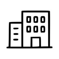 Outline Handdrawn Corporate Building Architecture Icon Design vector