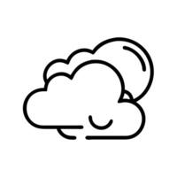 Outline Handdrawn Cloud and Sun Weather Icon Shape vector