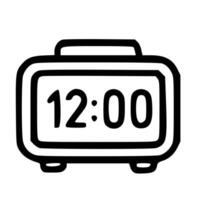A black and white image of a clock with the time 12 o 'clock vector