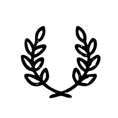 Outline Handdrawn Laurel Wreath Icon
