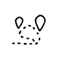 Outline Handdrawn Location Pin Dotted Line Path Icon vector
