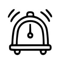 Outline Handdrawn Alarm Clock Ringing Time Icon vector