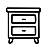 Outline Handdrawn Two Drawer Bedside Table Icon vector
