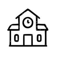 Outline Handdrawn School Building vector
