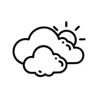Outline Handdrawn Cloudy Sun Weather Icon Element vector