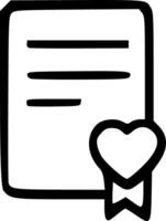 Outline Handdrawn Document Heart Seal Icon Shape vector