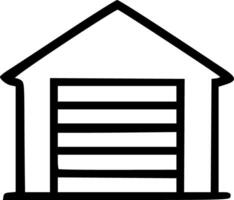 Outline Handdrawn Garage Building Simple Icon Design vector