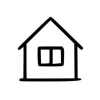Outline Handdrawn Simple House with Window Icon Illustration vector