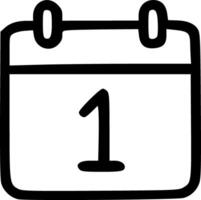 Outline Handdrawn Calendar Date Number One Icon vector