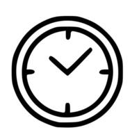 Outline Handdrawn Simple Clock Icon Illustration Design vector