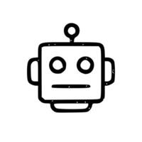 Outline Handdrawn Robot Face Icon Illustration Design vector