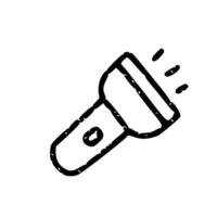 Outline Handdrawn Flashlight Tool Shape Icon for Exploration vector