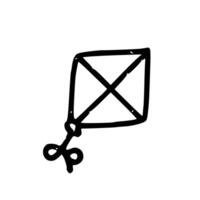 Outline Handdrawn Kite Shape Icon for Playing vector