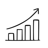 Outline Handdrawn Bar Graph Growth Chart Icon vector