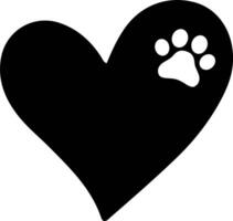 Outline Handdrawn Heart Shape with Paw Print Icon vector