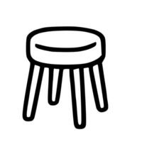Outline Handdrawn Stool Furniture Simple Icon Design vector