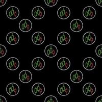 Circle with candlestick pattern selling financial derivatives thin line seamless pattern vector