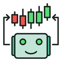 Automated Cryptocurrency Trading Bot with Candlestick Chart colored icon or sign vector