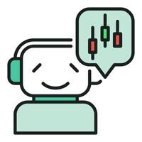 Smiling Trading Bot with Candlestick Chart colored icon or sign vector