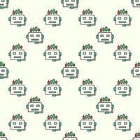 AI Trading Bot Head colored seamless pattern vector