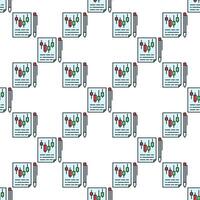 Documents with candlestick pattern trading papers colored seamless pattern vector