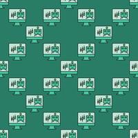 Automated Trading Bot on PC screen colored seamless pattern vector