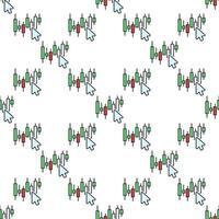 Mouse cursor on Candlestick chart online trading colored seamless pattern vector