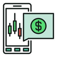 Automated Cryptocurrency Trading on Smartphone colored icon or logo element vector