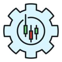 Cogwheel with candlestick chart trading settings colored icon or design element vector