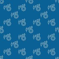 Cog Wheel and candlestick pattern settings thin line seamless pattern vector