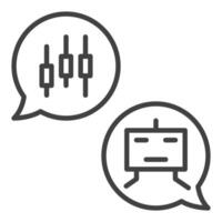 Automated Cryptocurrency Trading Chat icon or symbol in outline style vector