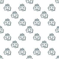AI Cryptocurrency Trading Bot Head thin line seamless pattern vector