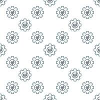Gear with candlestick pattern trading settings thin line seamless pattern vector