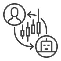 Stock and Crypto Trading Bot and Man Automation Tools outline icon or sign vector