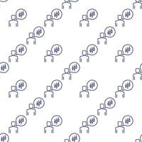 Man with candlestick pattern in speech bubble linear seamless pattern vector