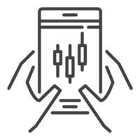 Candlestick Pattern on smartphone screen mobile trading icon or symbol in outline style vector